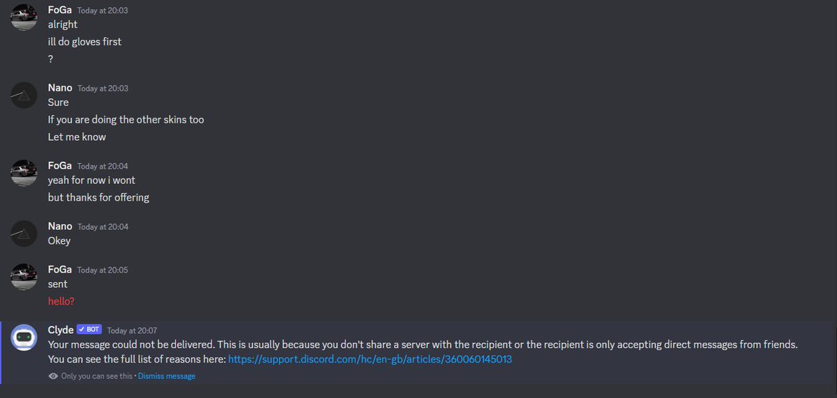 Foga___'s tweet photo. Alright so some guy I used to do a lot of deals with back in the day just decided to scam me for about 280$

Steam profile: https://t.co/nGwGOlvdfT
Steam 64 ID:
76561198246242916
Discord:
Nano#0747 https://t.co/01aynSkKwH