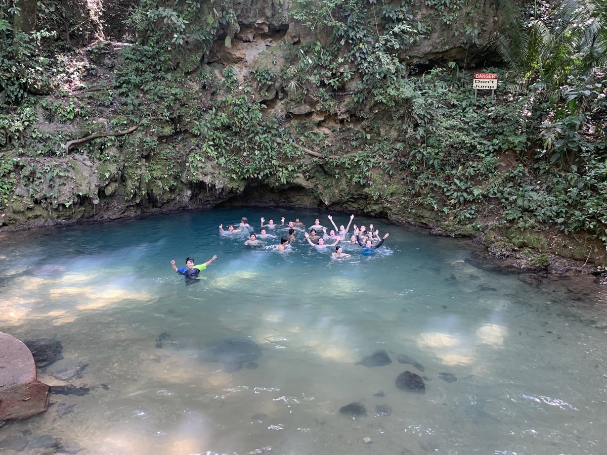 After an adventurous cave tour and hike through the forest, we cooled off at the Blue hole! ⁦<a href="/bhs_galante/">Heather Galante</a>⁩