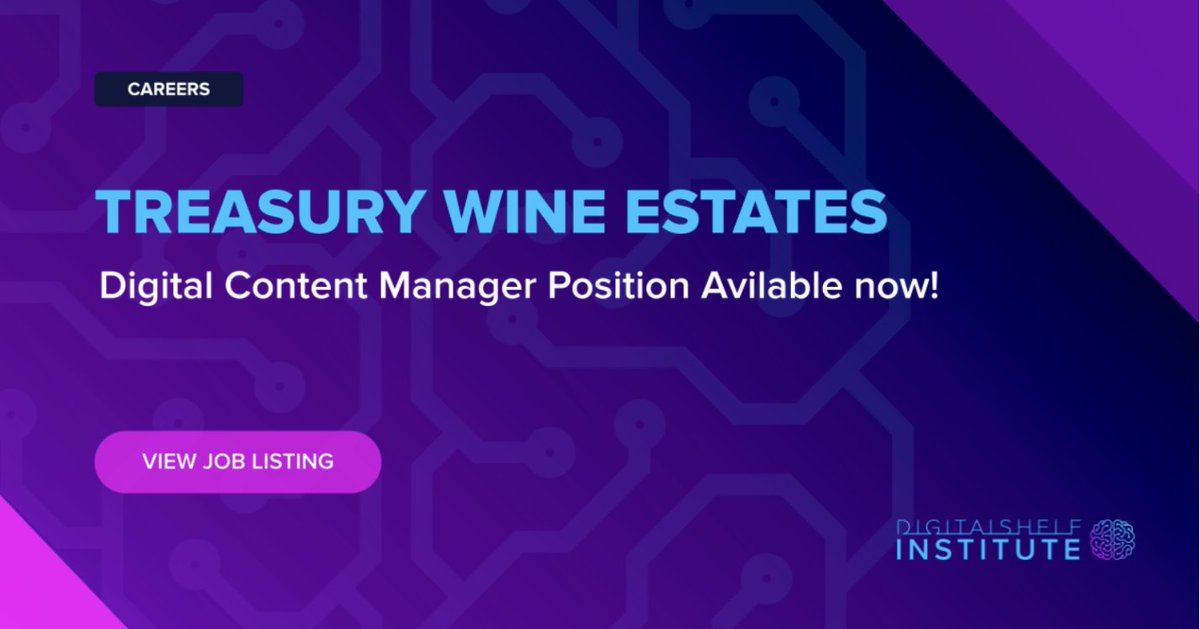 New job board alert! 🚨 

Treasury Wine Estates is hiring! They’re seeking a digital content manager to push their digital shelf capabilities.

Check out the opportunity on our job board: ow.ly/iuc350MZwUL