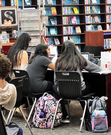 bvwlibrary's tweet photo. Library is over-full today with classes. Can we clone Mrs. Munson and Mrs. Grimaldi? It is a good problem to have, right? #research #choiceboardprojects #shakespeare #databaseinstruction #greenscreen #presentationprep https://t.co/dCYdfgC2ui