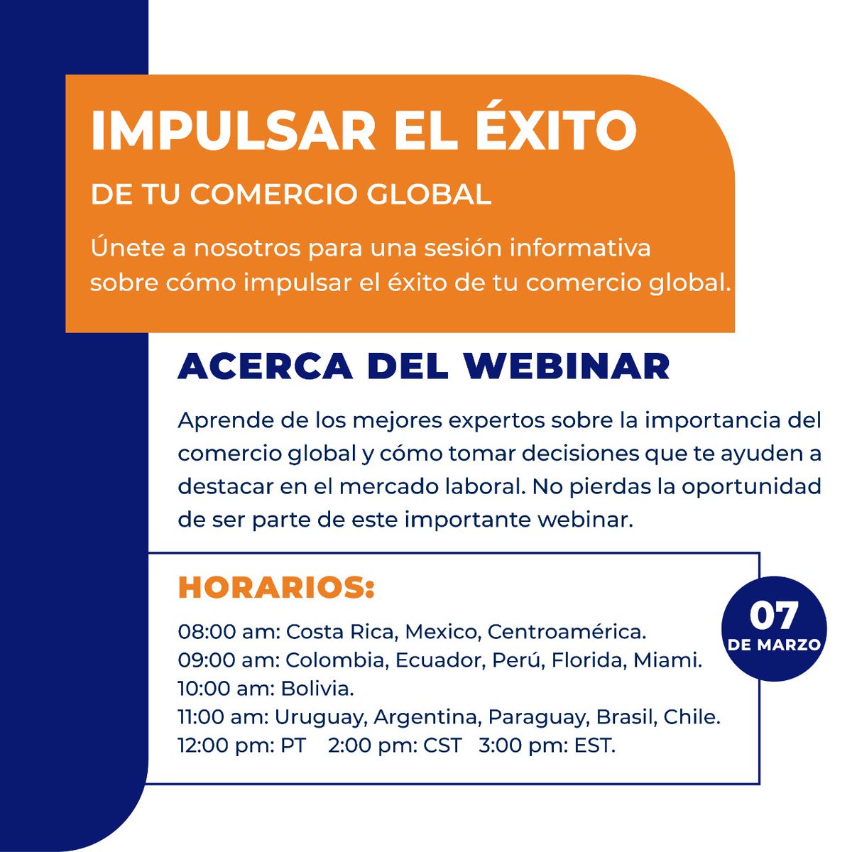 ¿Te enteraste?😱

Este 7 de marzo tenemos un nuevo webinar gratuito que no puedes perder.

Conoce junto a Datasur, diferentes estrategias para impulsar tu negocio en el comercio global de manera exitosa. 🤩 

¿Qué esperas para ser parte? Inscríbete en bit.ly/3ZeLy9y🧑‍💻