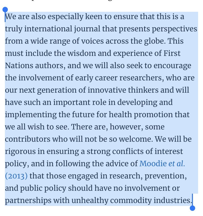 Prof Samantha Thomas (@doc_samantha) on Twitter photo “We all have a role to play in continuing to expose harmful practices and providing the evidence base to help others in their efforts to counter those forces that undermine health and equity.”
Our first editorial for <a href="/HealthPromInt/">Health Promotion International (OUP)</a> is published. 🙏
academic.oup.com/heapro/article… “We all have a role to play in continuing to expose harmful practices and providing the evidence base to help others in their efforts to counter those forces that undermine health and equity.”
Our first editorial for <a href="/HealthPromInt/">Health Promotion International (OUP)</a> is published. 🙏
academic.oup.com/heapro/article…