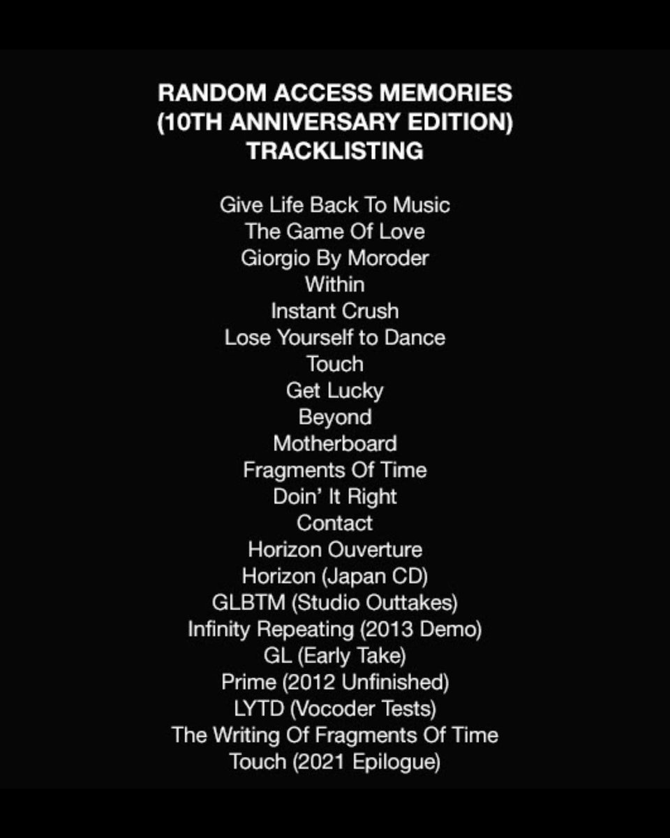 9 UNRELEASED DAFT PUNK TRACKS 🐐

The ‘Random Access Memories’ 10th anny edition will be out May 12