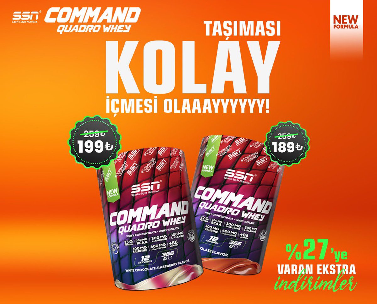 ssnsportscomtr's tweet photo. Ssn Command yeni paketinde !

Taşıması kolay içmesi olayyy ! 

#ssn #protein https://t.co/g2DpklJeiV