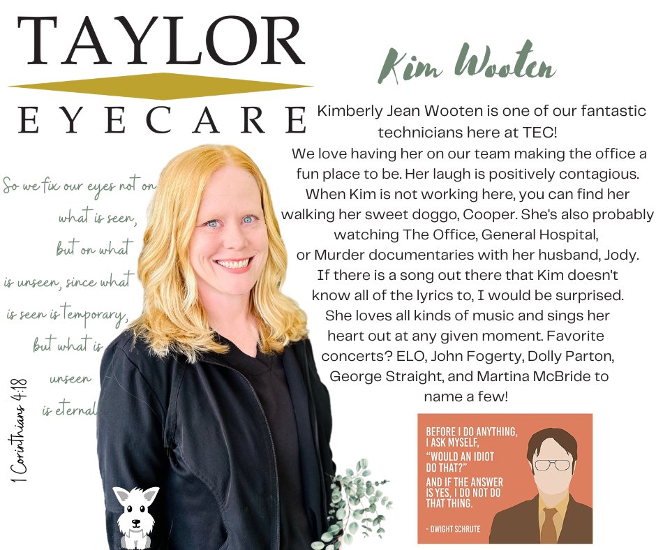 Let's get to know miss Kimberly Jean! #GetToKnowUs #tayloreyecare