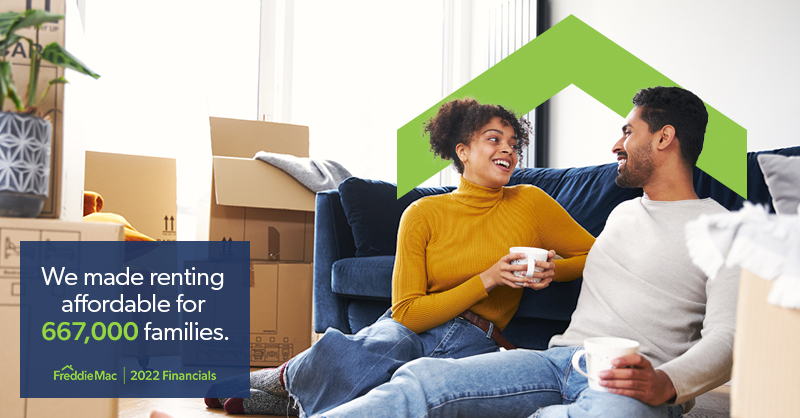 FreddieMac's tweet photo. In 2022, we helped 2.5 million families #MakeHomePossible. In the upcoming year, we will continue to honor our mission of making #homeownership and #renting more affordable, accessible and sustainable for communities across the country. #FinancialResults