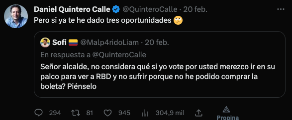 ux_code's tweet photo. @elcolombiano debe ser que están buscando boletas para RBD...   Ya que es lo unico en lo que se preocupa @QuinteroCalle https://t.co/Gzn6qYI1Rf