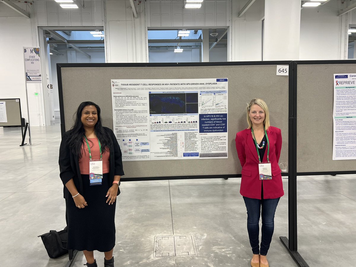 At #CROI2023 with @RehanaHewa who is presenting work on Tissue Resident #Tcells in the control of #HPV-driven dysplasia in the setting of #HIV coinfection. This is collaborative work from @KirbyInstitute @GarvanInstitute @UNSWMedicine 
Poster #645 in today’s session, come say 👋