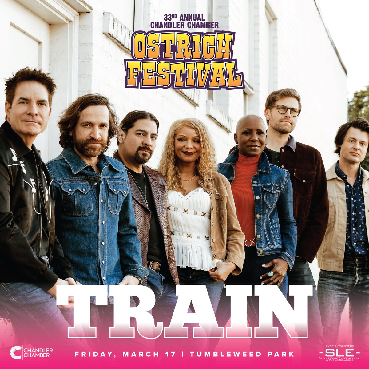 We are excited to announce our mainstage headliner for Friday, 3/17… <a href="/Train/">train</a>! 

Some notable songs include “Drops of Jupiter,” “Hey, Soul Sister,” “Drive By,” “50 Way to Say Goodbye,” and “Marry Me.”

Tickets are on sale now!! Visit ostrichfestival.com to buy yours now!