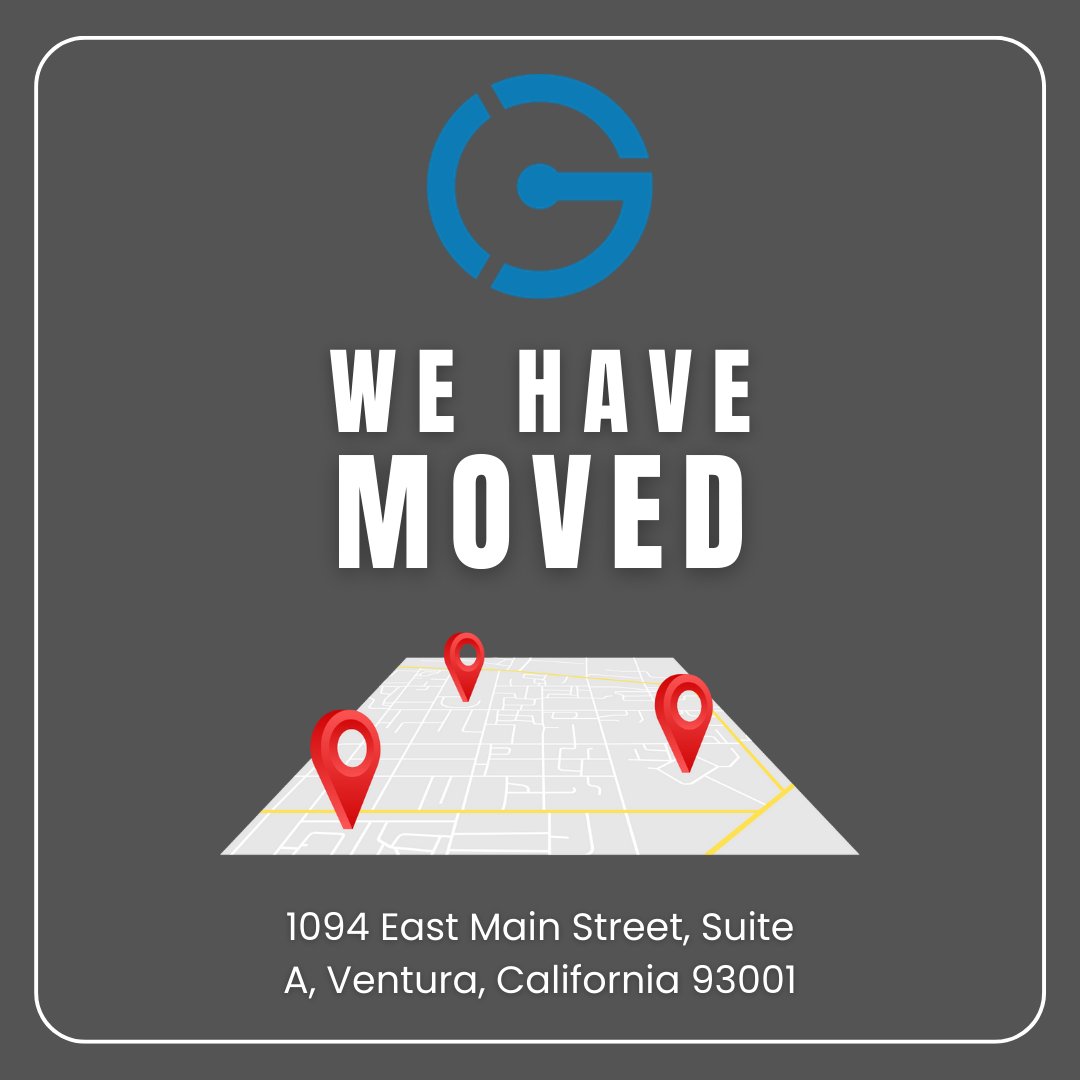 GsolutionzInc's tweet photo. WE MOVED!

Our new office address is:

Gsolutionz Inc.
1094 East Main Street
Suite A
Ventura, California 93001

Please update your records to reflect this change and call us at (877) 968-7122 with any questions!
#wemoved #gsolutionz #ventura #california https://t.co/LLcL54OOfw