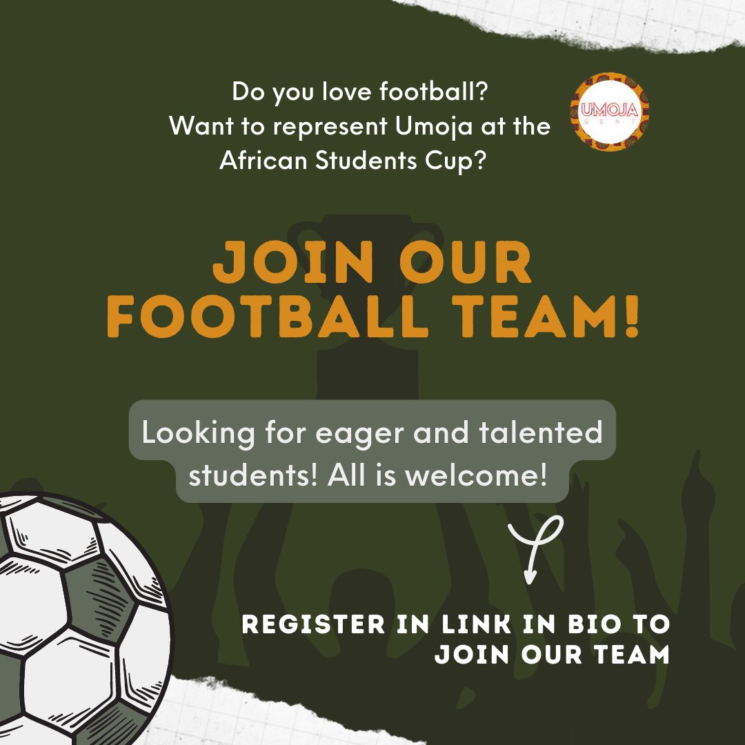 Want to help us getting that W? ⚽️

Join our football team for this year’s African Students Cup! 💪

What are we looking for?
- You love football 
- You are a student
- You love teamwork 

Register here below to be part 👇

docs.google.com/forms/d/e/1FAI…