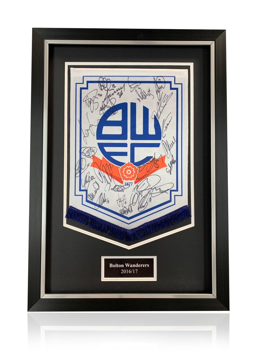 Bolton Fans we are GIVING AWAY one of these signed pennants. Random winner will be picked to choose one. You must RT this and be following us and <a href="/whitewallframer/">White Wall Framers</a> to be entered. #bwfc #boltonwanderers