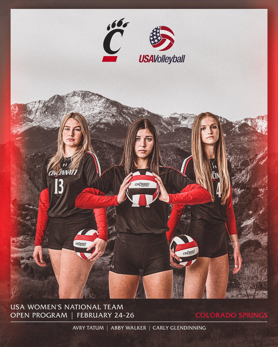 Good luck to Avry, Abby and Carly as they head to the USA Volleyball Women’s National Team Open Program this weekend! 🇺🇸 🔗: bit.ly/3xK2Jnz #Bearcats