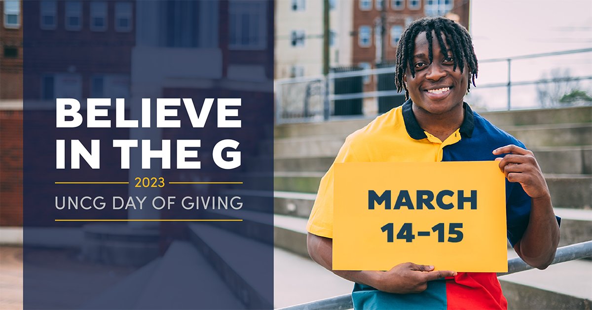 UNCG's tweet photo. It's not too early to start thinking of #BelieveInTheG! 💙 💛 

Each year, Spartans come together to show spirit, support what they love best about UNCG, and invest in our future.

Learn more and become an ambassador: https://t.co/FEjn91x3BS
#UNCGWay https://t.co/S6NDIUGtWM
