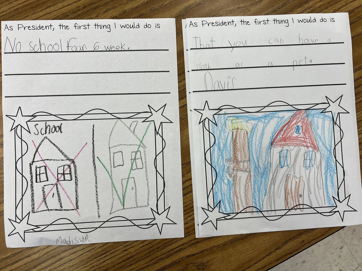 meg_broadfoot's tweet photo. President’s Day writing! 🇺🇸 What a place the world would be if my friends were the president!!! @GWTPrimary https://t.co/qe16N3Sn5l