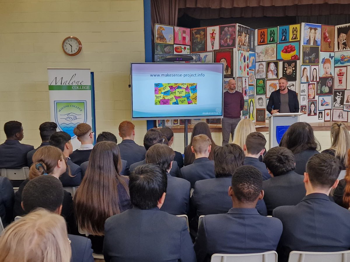MaloneCollege's tweet photo. A fantastic multiplier event held today as part of our @ErasmusMKSense project. Guest speakers @_jimconlon Michael Mc Cabe @Sportchanges Nicole Irvine @belfastcc and our very own Laura Blackledge discussed social entrepreneurship to a captive audience. Thank you to all involved👏 https://t.co/zECc8dGKdS