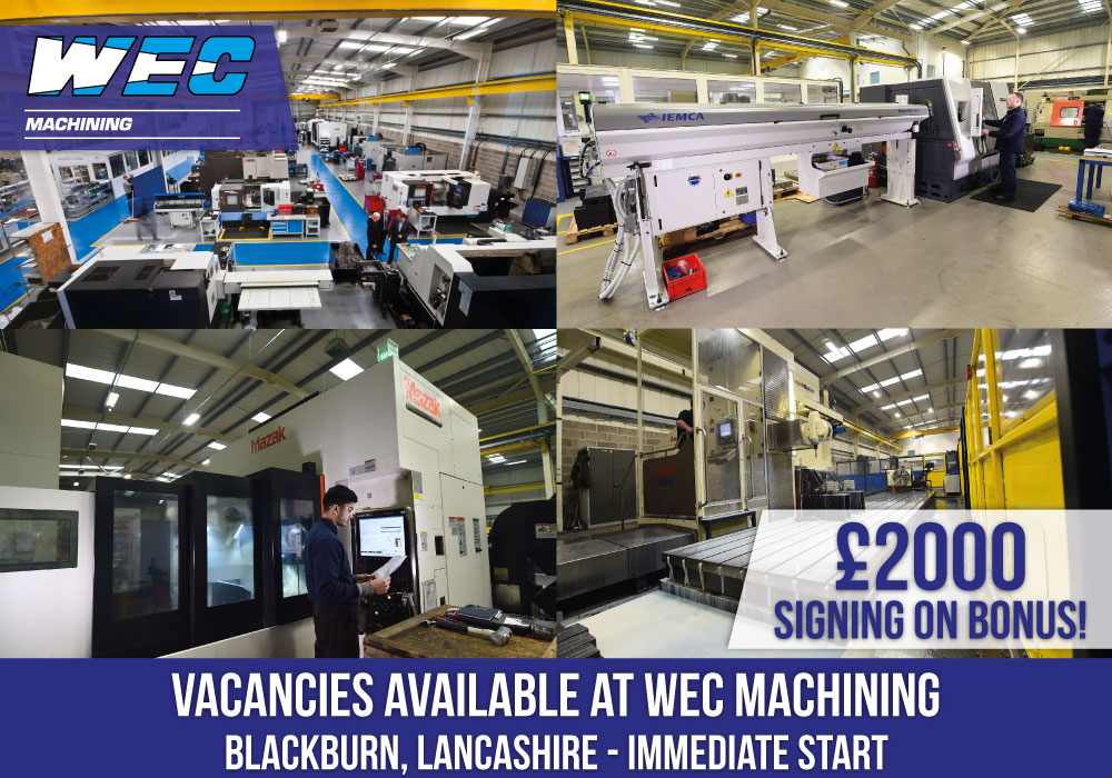 wecgroupltd's tweet image. Our WEC Machining team is hiring for the following positions:

- Experienced CNC Programmers, Millers &amp;amp; Turners across both day and night shifts
- Trainee Sales Estimator.

Receive a signing on bonus of £2000!

📧recruitment@wecl.co.uk
💻wec-group.com/current-vacanc…

#WorkWithWEC