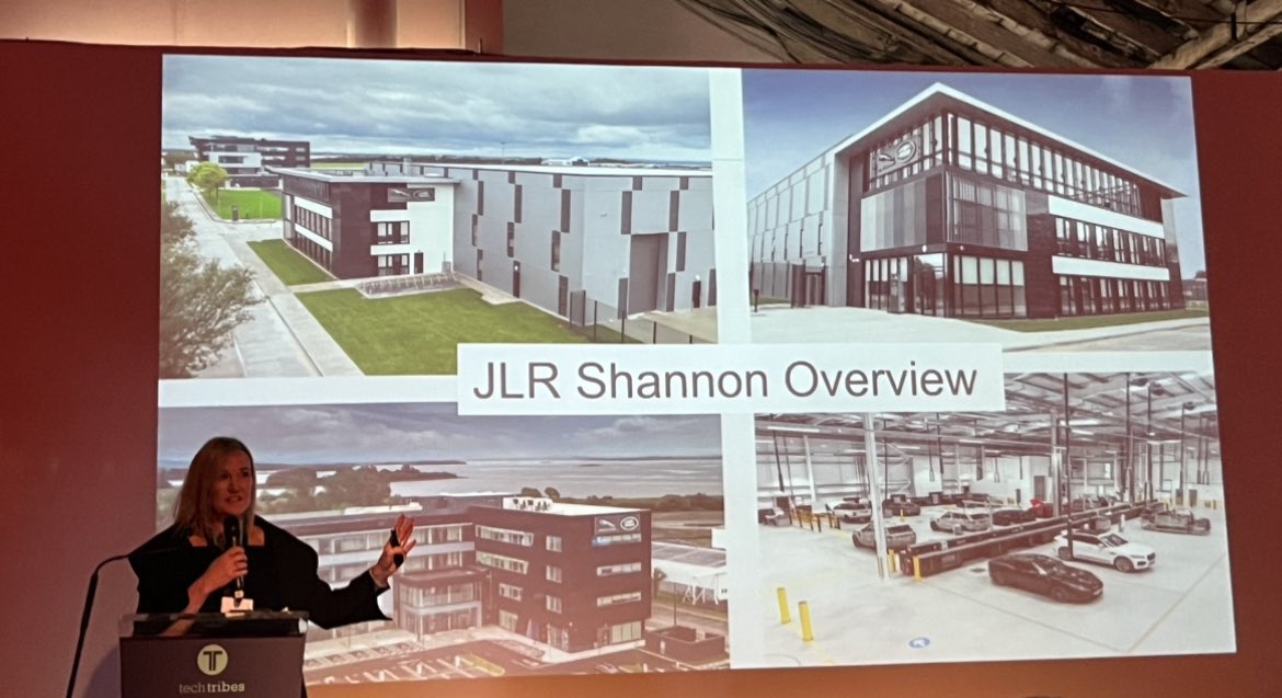 RobKinsella's tweet photo. Clodagh Daly of @jaguarlandrover demonstrating how JLR use tech & product development to deliver the highest quality connected luxury cars @IrishTimesSales @Tech_Tribes #TechNomads23 https://t.co/hpXXgVXGZm