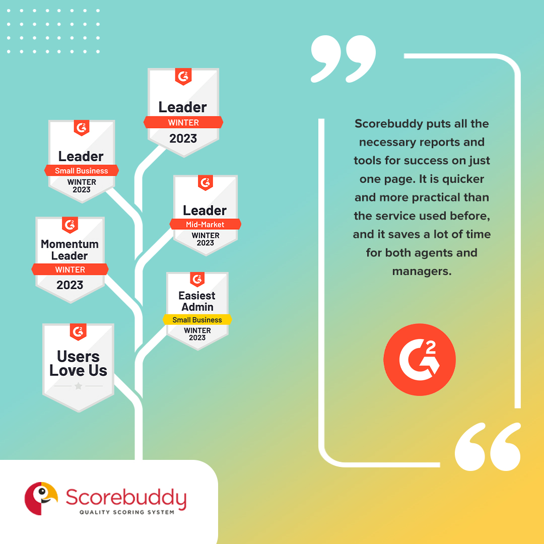 ScorebuddyCX's tweet photo. This Training & Quality Lead is seeing the benefits of Scorebuddy every day.
Read the full review here:
https://t.co/9jaU97nYsY
#g2 #testimonial #review #customerexperience #cx #csat #customer_satisfication #cs #customer_success #custserv #custexp https://t.co/ANC0gHguSZ