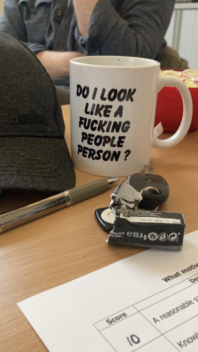 DollinMercer's tweet photo. I was on a leadership &amp; management course today and sat next to a chap who had this mug. What an excellent start 🤦🏻‍♂️ https://t.co/22z4Ioggql