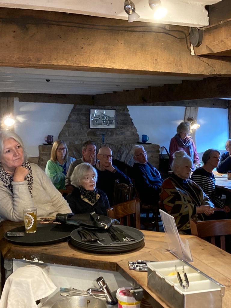 TheMortimerCom1's tweet photo. Our first Arts and Crafts lunch at The Bell at ⁦@Yarpole⁩ today was a great success - a wonderful talk by local sculptor Mark Richards, delicious food by our marvelous chefs and a lovely convivial atmosphere. Thank you everyone! https://t.co/R0HDtrcMnf