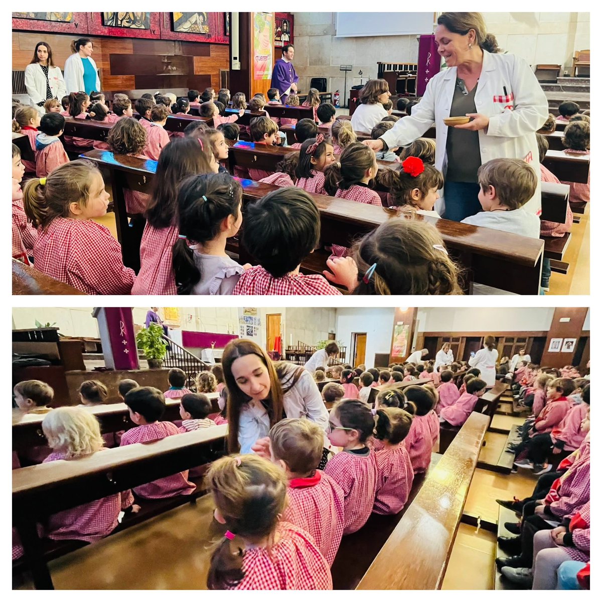 Con una sonrisa y llamándoles por su nombre las profes de infantil han susurrados a sus niños “sé amigo de Jesús” mientras les ponían la ceniza en sus frentes. Estamos en camino preparando el corazón para la alegría que nos traerá la Pascua #MiercolesDeCeniza #DéjateQuerer