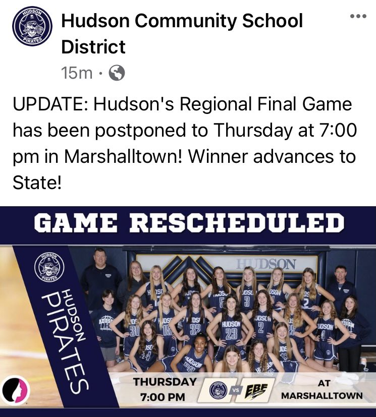 See you tomorrow night in Marshalltown Hudson fans! #🏀WE>me<TEAM
#hudsonschools