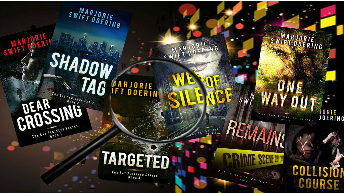 Marjorie Doering
<a href="/marjoriedoering/">Marjorie Doering</a> 
I introduced Ray Schiller from the bottom of a very deep "hole" I dug for him. Watch him meet the challenge. 
DEAR CROSSING
SHADOW TAG
TARGETED
WEB OF SILENCE
REMAINS
ONE WAY OUT
COLLISION COURSE
 indiebooksource.com/books-by-marjo…