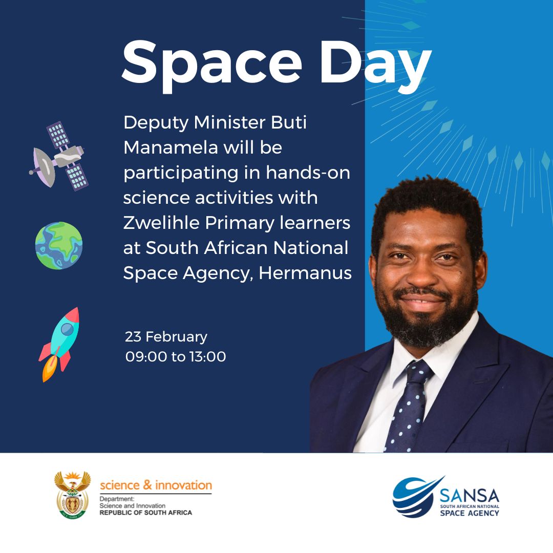 Deputy Minister <a href="/ButiManamela/">Buti Manamela</a>  will visit the <a href="/SANSA7/">SANSA</a> for a Space Day on Thursday, 23 February 2023 at Hermanus, Western Cape. The Deputy Minister will be joined by a group of local learners from Zwelihle Primary to participate in hands-on science activities.