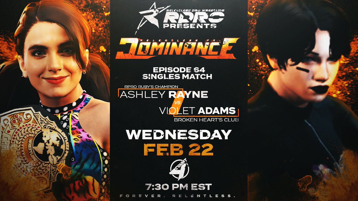 _RelentlessPro's tweet photo. DOMINANCE EP. 64 TONIGHT @ 7:30 PM EST

🔸Kaleb James (c) vs. Carter
🔸Lulu Moretti Speaks
🔸2TM Addresses His Actions
🔸Ashley Rayne (c) vs. Violet Adams
——
🪜Stairway to Heaven Qualifiers🪜
🔸Xandra vs. Chyna
🔸Jay Jones vs. Hanbin
🔸Jordan vs. Hunter
+MORE

DON’T MISS OUT!!! https://t.co/CDWQsz4yEt