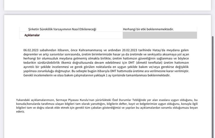 DMT TESİSİMİZ ÜRETİMİMİZİN SADECE %5 i KADAR…..