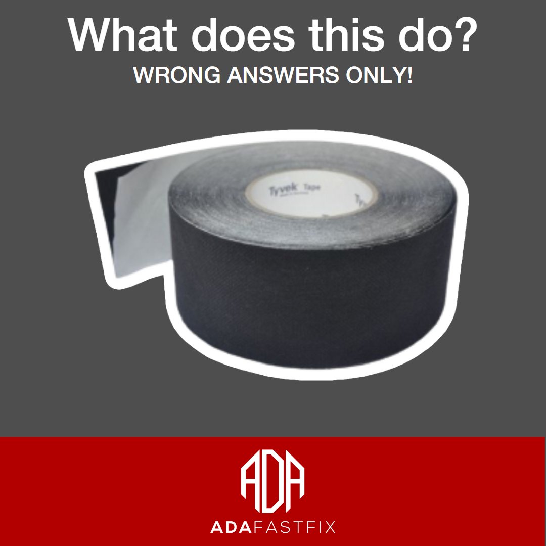 ADAFastfix's tweet image. It's... not a tool?

Yes, it's tape, I think everyone knows this is tape, but what does this specific type of tape do? You can have one clue... #Tyvek 👀