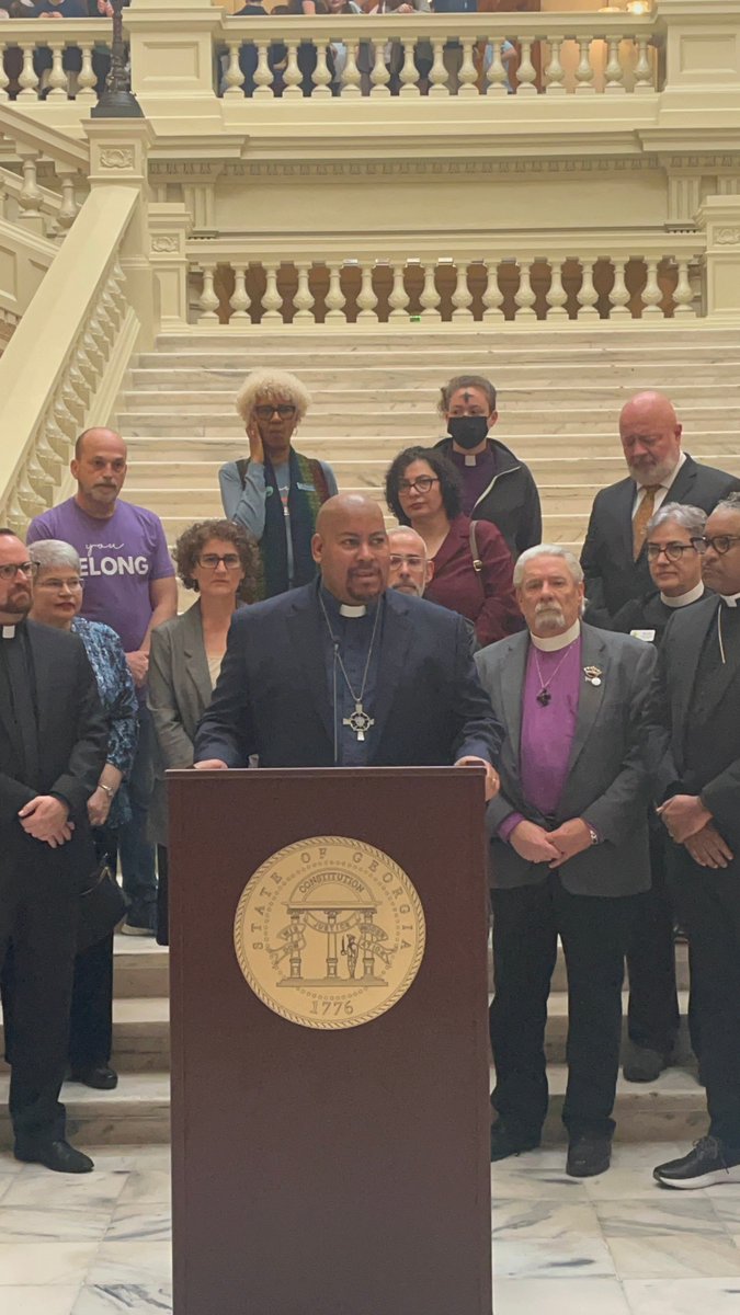 GASenateDems's tweet photo. @pastorbilljr Reminded us of the historic GA interdenominational coalition fighting for civil rights, "Let us pass laws that help all, not a few. Let us create a culture of inclusion not division. And we cannot and we will not wait any longer." https://t.co/qRNEhFATaO
