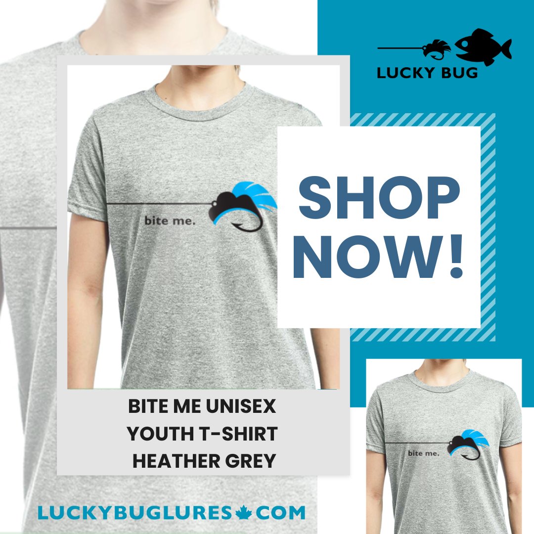 luckybuglures's tweet photo. Bite Me T-shirts are made for youth anglers. They are soft, comfy and cool! 

Why you need this BITE ME UNISEX YOUTH T-SHIRT: 
100% Preshrunk Cotton Jersey Knit
Superior comfort 

#LuckyBugLures #BiteMe #Angling #Fishing #FishingLife #FishingAddict #OutFishEveryone #FishingGear https://t.co/dWza4Zi4G2