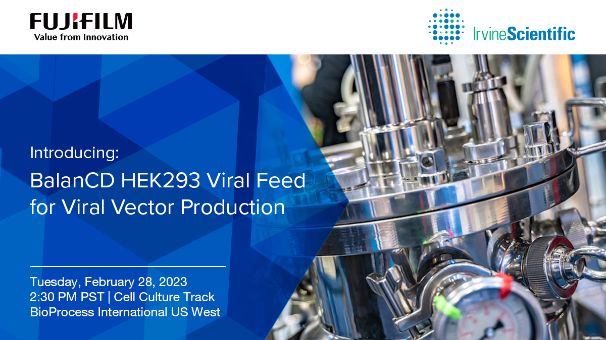 FUJIFILMBiosci's tweet photo. Learn how to boost viral vector production and provide consistent performance and scalability with BalanCD HEK293 Viral Feed in our presentation with Omid Taghavian, Senior Scientist II, Feb 28, 2:30-3PM PST. Visit us at booth 605. https://t.co/0eTbF7Umbr #BPIWest https://t.co/xJ8FoIBPxe