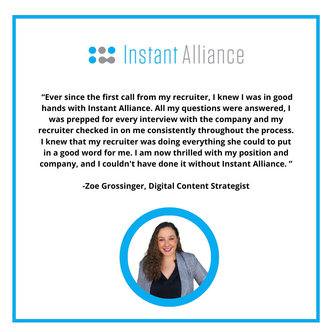 1nstantAlliance's tweet photo. Congratulations, Zoe! We're happy that you had a fantastic experience with us and are ecstatic about your job. We love what we do, and we want you to, too! https://t.co/KN7ZV0LQpG