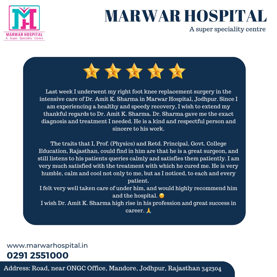 MarwarHospital's tweet photo. Your feedback is important for us 🙏

Call us to consult now 0291 2551000

Marwar Hospital A super speciality centre ...

#marwarhospital #marwarhospitaljodhpur #besthopital #hospitalinjodhpur #hospitalinmandore #bestneurologist #bestneurologistinjodhpur #neurologist https://t.co/naY0IFRGQU
