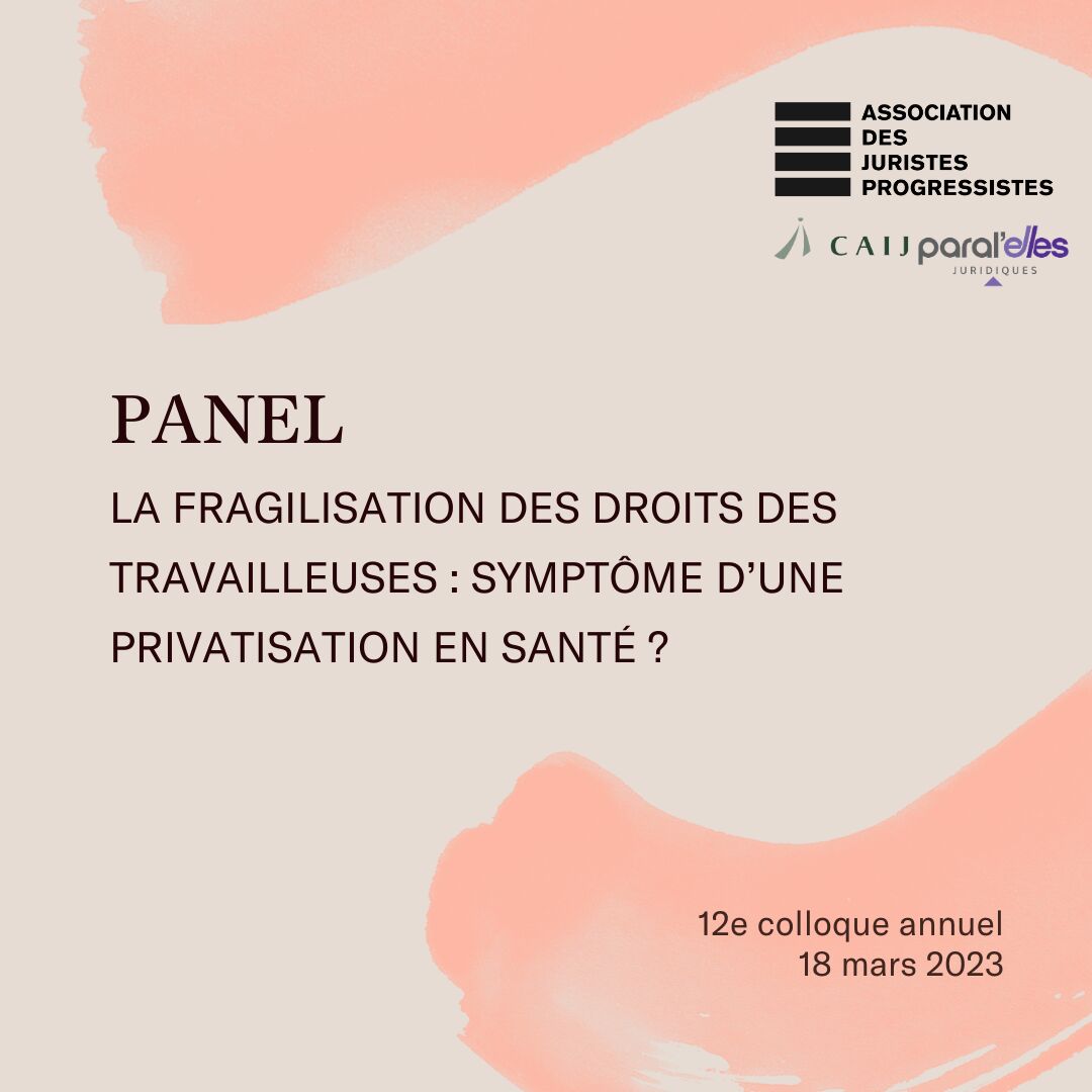 juriprogres's tweet photo. Dévoilement d'un second panel!
La fragilisation des #droits des #travailleuses: Symptôme d'une #privatisation en #Sante ?

Rendez-vous au 12e colloque de l'AJP le samedi 18 mars 2023

Pour acheter vos billets, rendez-vous sur Eventbrite: https://t.co/UQUgKf3MgB https://t.co/qyK80suVKz