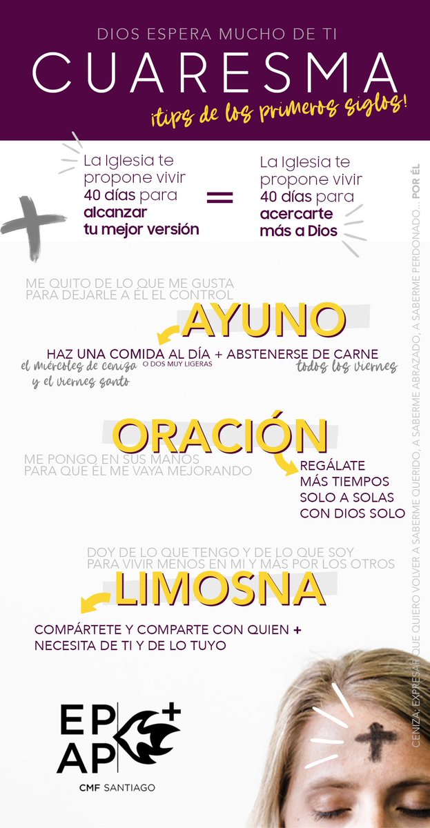 🪁✝️ CUARESMA 

🟣 ¿Te atreves a vivir los tips de la más antigua sabiduría de la Iglesia en estos 40 días?

📝 ¡Aprendamos a vivir este tiempo para alcanzar nuestra mejor versión = estar cerca de Dios! 

#cuaresma2023
#miercolesdeceniza #cuaresma #serclaretiano #déjatequerer