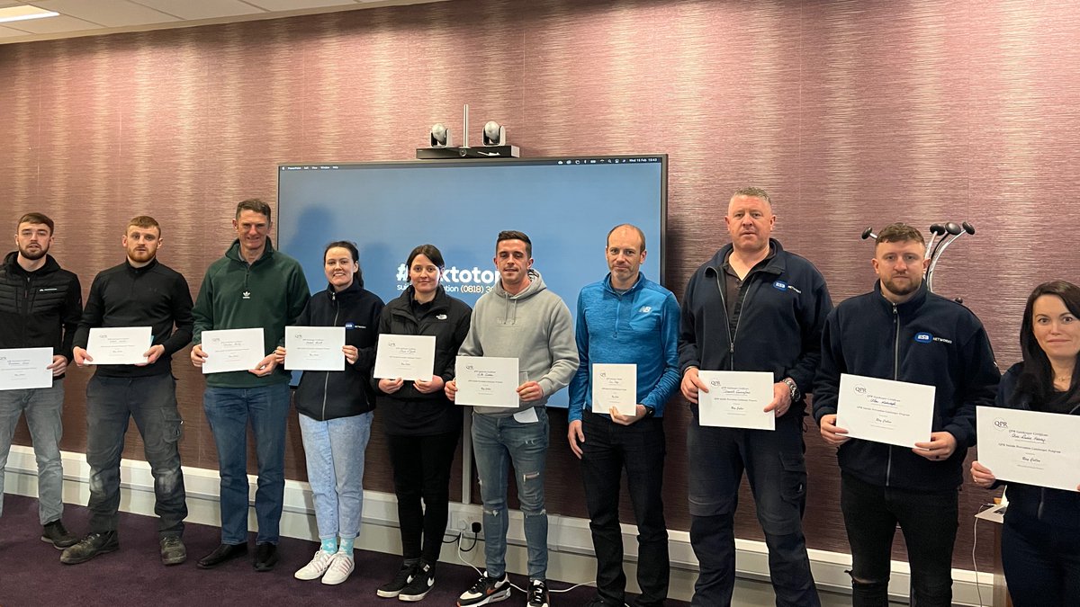 Well done to this team from @esbnetworks  ⁦who completed QPR suicide prevention training recently.  Well done for helping to make your workplace safer for those struggling with their mental health