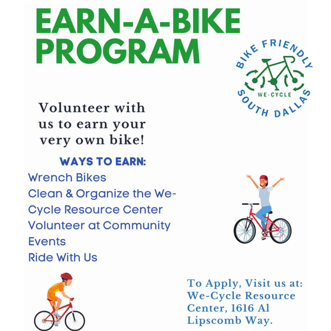 dallasfreepress's tweet photo. 🚲Visit the We-Cycle Resource Center at 1616 Al Lipscomb Way to apply to earn your bike. 
hello@bikefriendlysouthdallas.org OR 469-399-1742
@bikefriendlysouthdallas https://t.co/V18AbsnBij