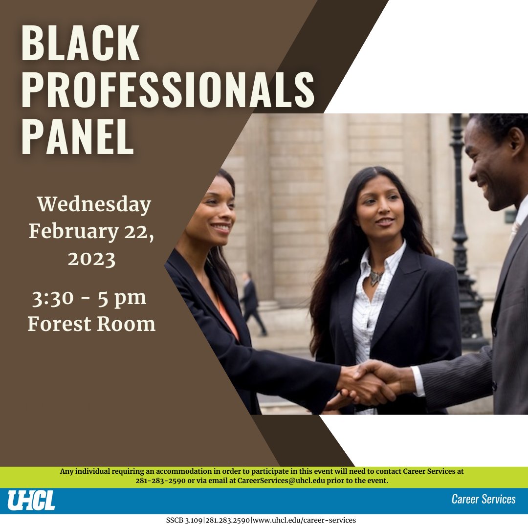 As part of Black History Month, Career Services is hosting a Black Professional Event Panel where employers from different companies will share their experiences and stories as a black professional. They will also share career advice and tips!