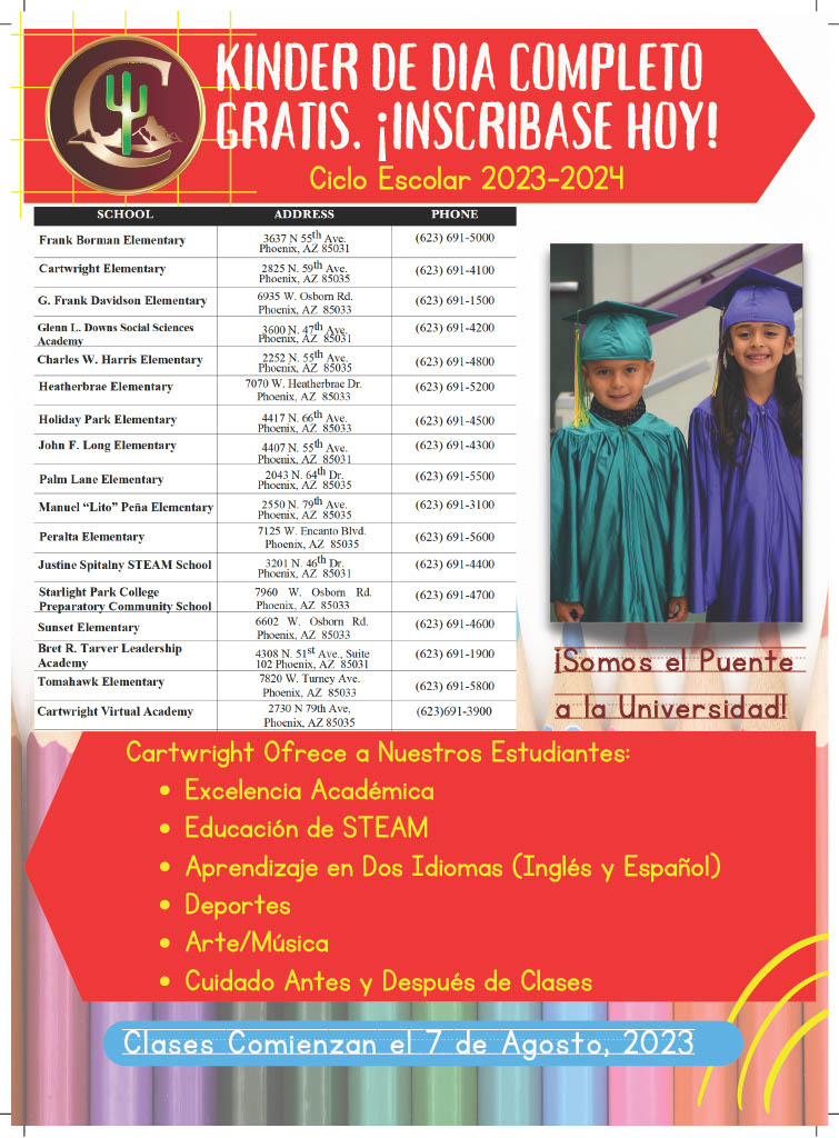 CartwrightSD's tweet photo. Hello Cartwright Familia! A friendly reminder: tomorrow, we will host free Kindergarten registration for the next school year. Registration will be hosted at several of our schools, so check out our flyer to find a school near you. We hope to see you there! #OneTeamUnaFamilia https://t.co/tq7XLTfwnr