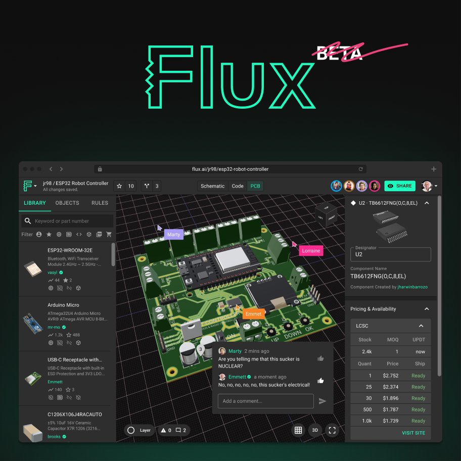 Big news! Flux is opening up to everyone! Read more in the exclusive article from 
<a href="/AllAboutCircuit/">All About Circuits</a>  allaboutcircuits.com/news/exclusive…