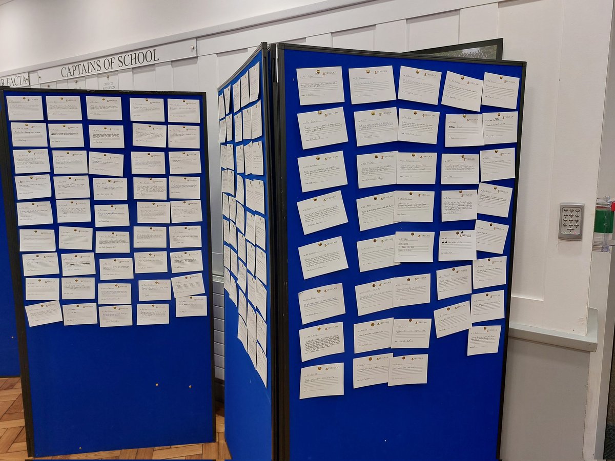 PatHisPolTeach's tweet photo. Some lovely postcards up in reception from @verulamschool students to staff this feeling good week! It's incredibly refreshing to read so many messages of gratitude and kindness from the students. #VerulamForLife #CompassionateForLife https://t.co/nG3qWQBaqi