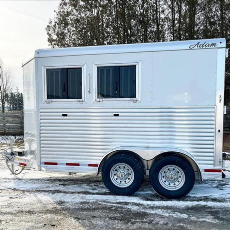 GrantonTrailers's tweet photo. IN-STOCK Hard to Find All Aluminum, Extra Wide, Extra Tall 2 Horse Slant Load Bumper Pull
2023 Adam Trailer # 07334 2 Horse Slant Load Bumper Pull Dress Room 12' x 7' x 7'6 High FUR 25253 DELUXE... more at https://t.co/neXJrlg6Px https://t.co/ssAS4cYrTz