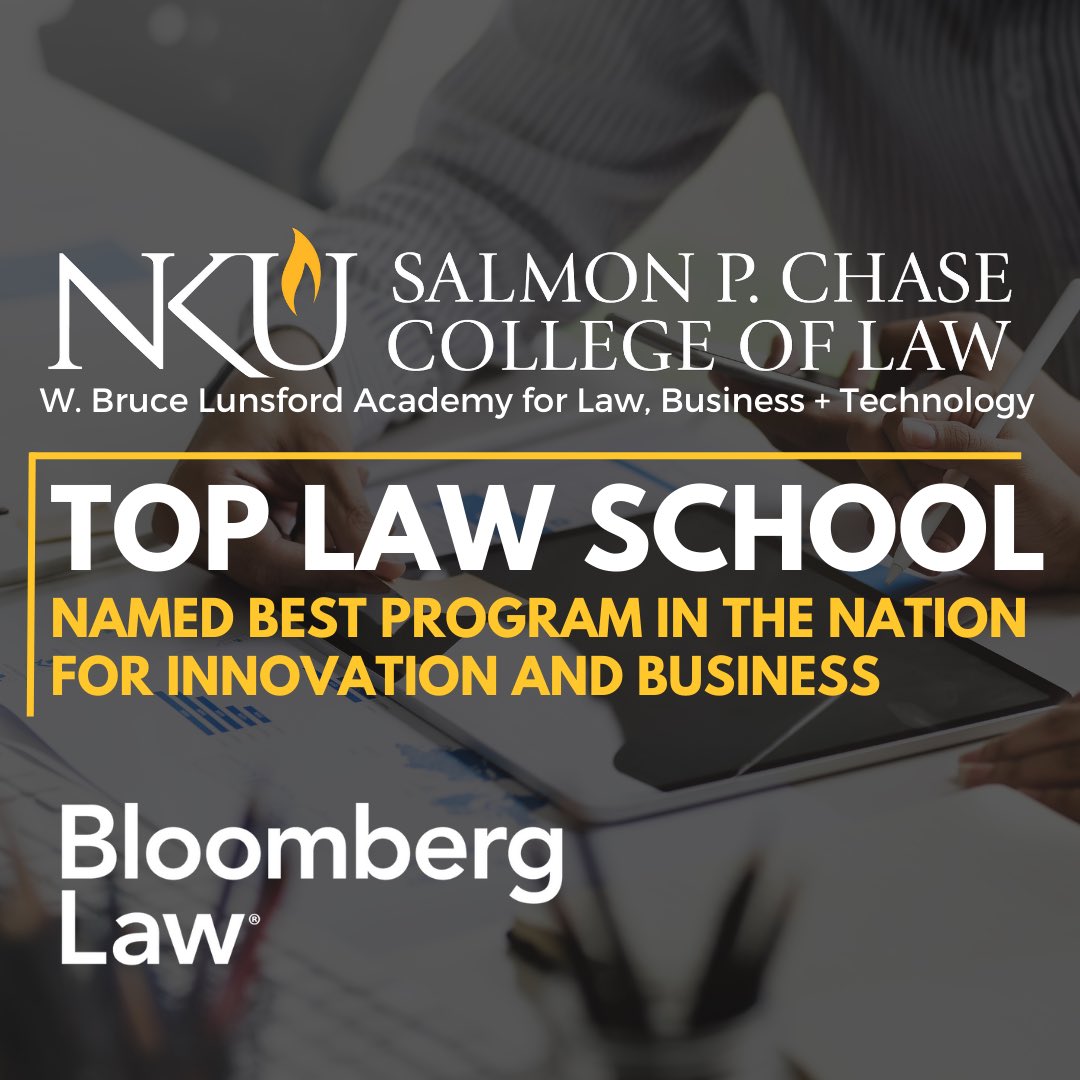 ChaseAdmissions's tweet photo. Chase W. Bruce Lunsford Academy for Law, Business + Technology was named the top law school program in the nation for innovation and business by Bloomberg Law. https://t.co/NIyD9jVR3a