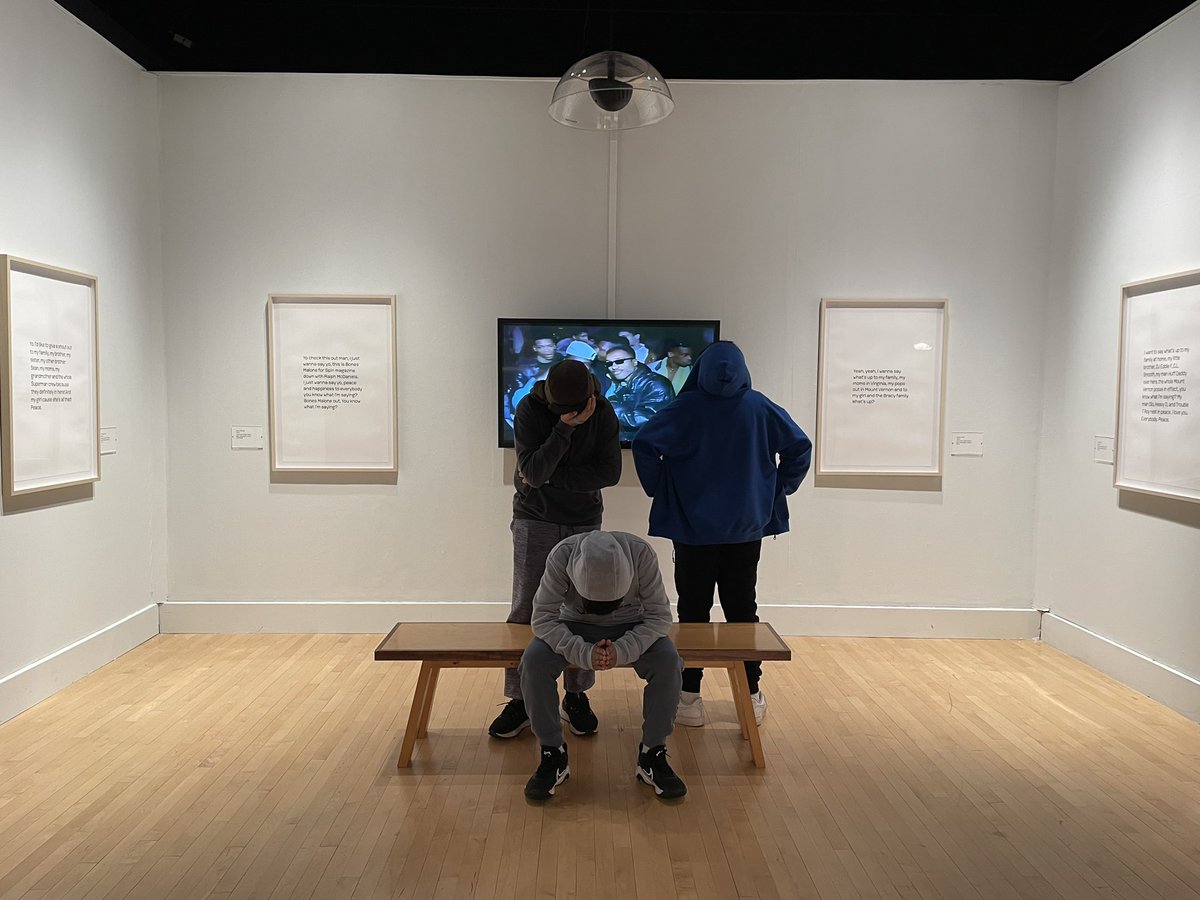 MsBowersMusic's tweet photo. Thanks to @UMBC for having our @229Holabird scholars to see Tahir Hemphill’s hip-hop art exhibit and the Sonya Clark Hair/Craft exhibit today! We had so much fun and loved exploring what these artists have created! @ArtsAtUMBC @Lhartman926 https://t.co/Ysf4yE6ldI