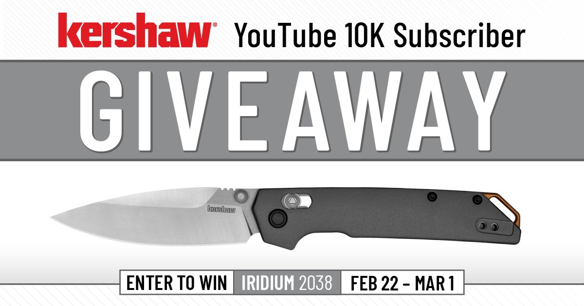 We recently hit 10K YouTube subscribers! As a thank you, we are giving away a Kershaw Iridium DuraLock knife to one lucky winner! You can enter using the link below 👇

gleam.io/iA3fM/youtube-…

To be eligible, entrants must be 18 years or older at the time of entry. International