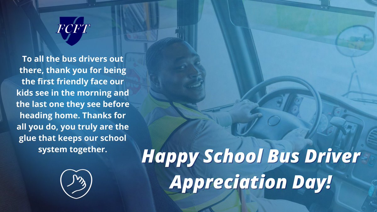 To all the bus drivers out there, thank you for being the first friendly face our kids see in the morning and the last one they see before heading home. 

Thanks for all you do, you truly are the glue that keeps our school system together. 💙

#SchoolBusDriverAppreciationDay